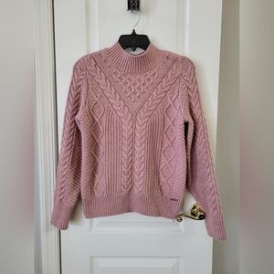 ​Abercrombie & Fitch Pink Cable Knit Mock Neck Sweater Size Medium